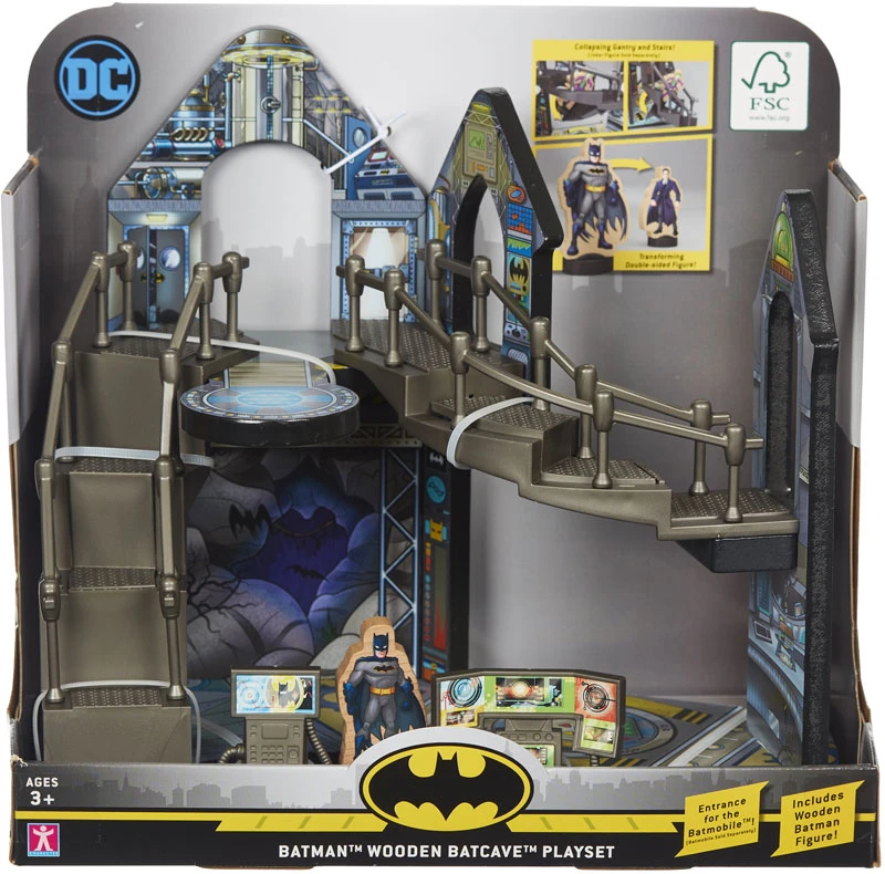 BATMAN WOODEN BATCAVE PLAYSET 3 BATMAN WOODEN BATCAVE PLAYSET